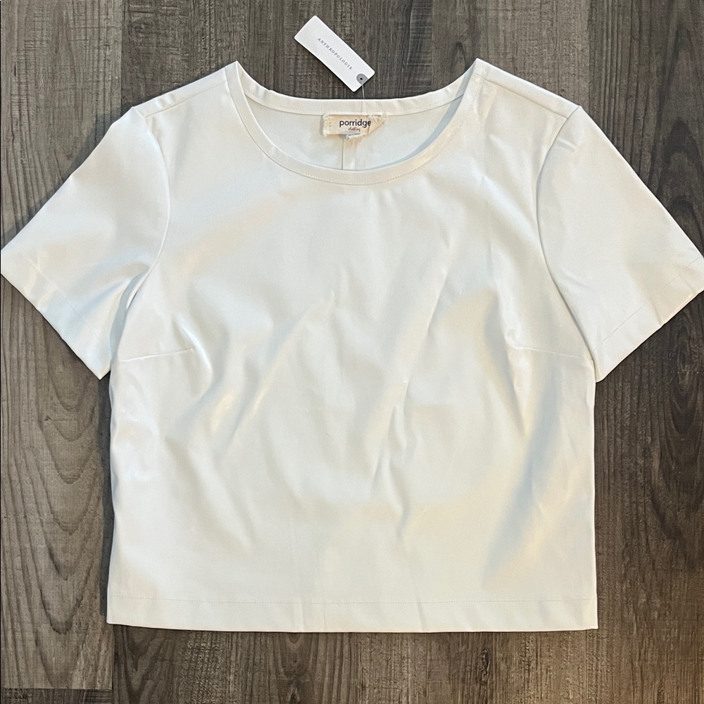 Anthropologie Porridge Faux Leather Top